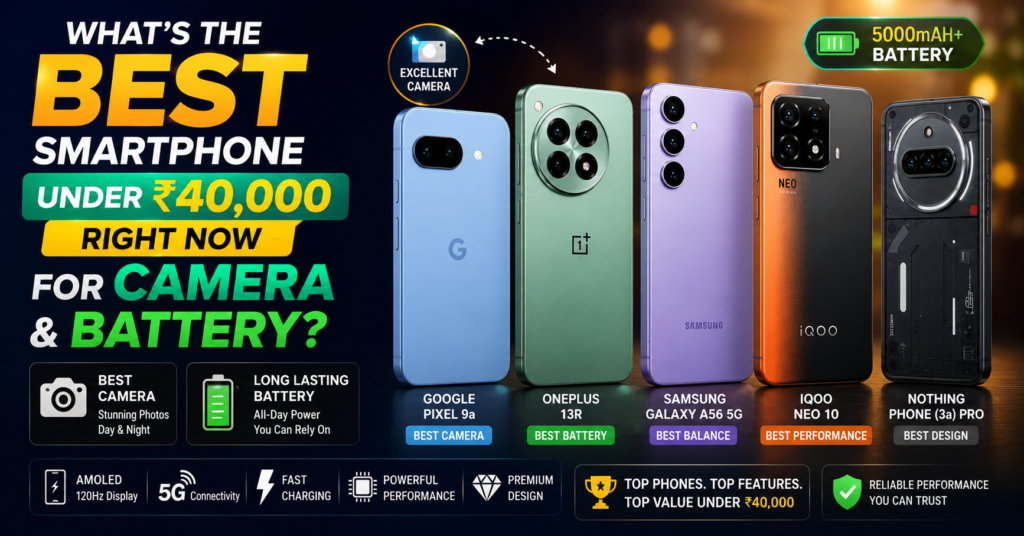 What’s the best smartphone under ₹40,000 right now for camera and battery? What’s the best smartphone under ₹40,000 right now for camera and battery?